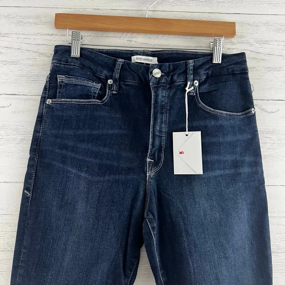 Good American NWT Good Legs Crop Dark Wash Skinny Jeans Size 12/31 - Picture 4 of 7